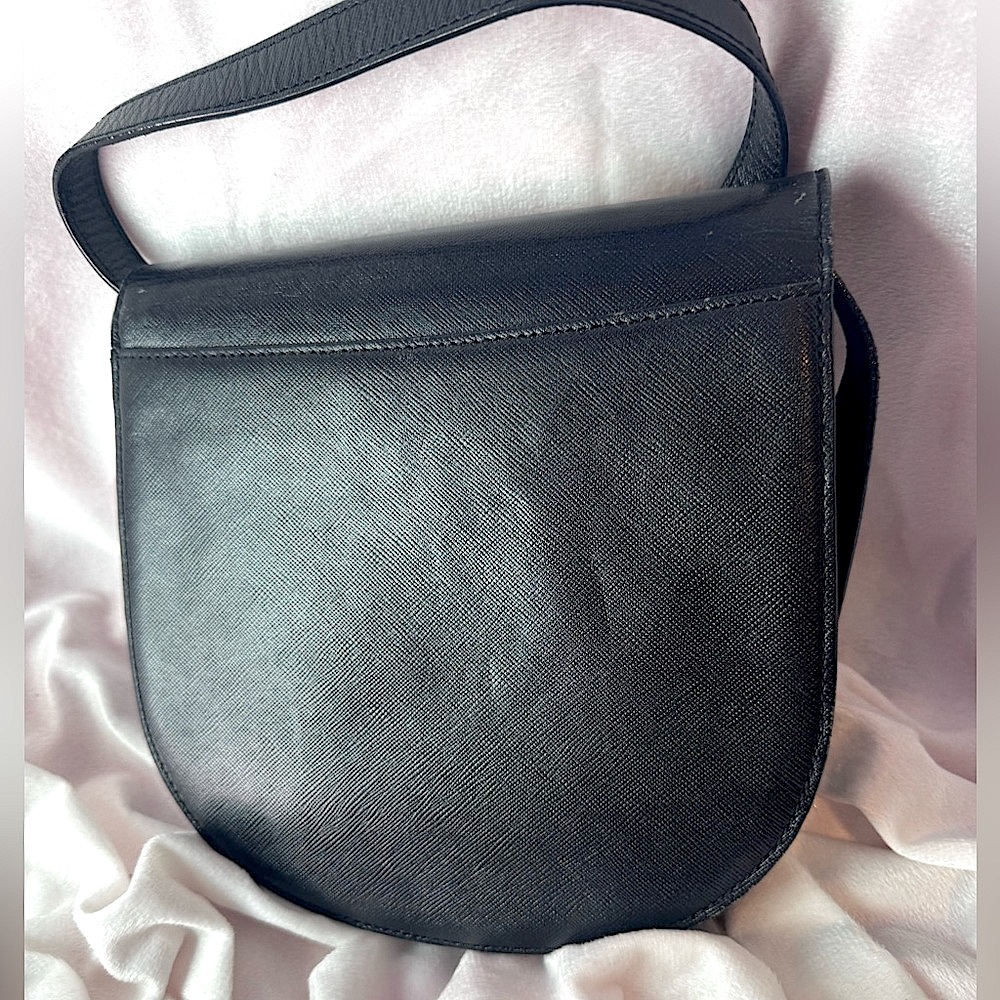 Yves Saint Laurent Saddle Bag Rare Saffiano Scalloped Monogram 80s YSL Crossbody - Picture 3 of 16